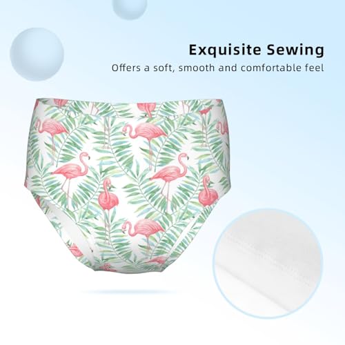 Flamingo And Tropical Leaves Girls' Underwear Soft Cotton Little Girls Panties Comfort Briefs3