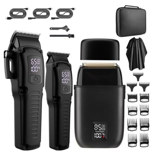 Kioball Cortadora de Cabello Profesional para Hombres, Cortadora de Cabello, Recortadora de Barba y Afeitadora Eléctrica 3 en 1 con Pantalla LED