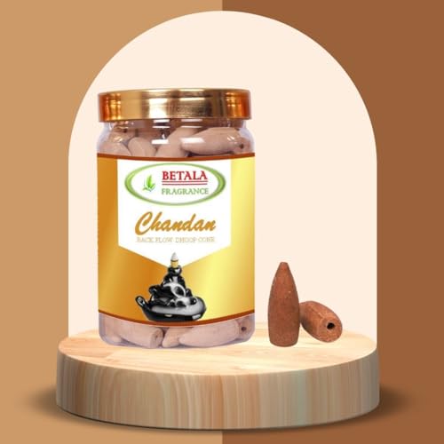 Image of Betala Fragrance 2 in 1 Backflow Dhoop Cones, Chandan & Rose Flavour Backflow Incense Cones, 2 Packs of 100 Pcs Back Flow Cones (Sandal & Gulab)