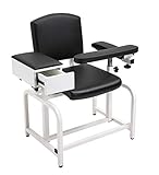 Medycare Lab Blood Drawing Chair with Padded Flip Arm and Drawer (Black)