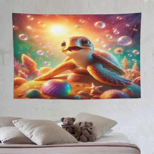 Tapisserie murale tortue tissu imprimé 3D pour créer une ambiance zen en dortoir
