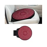 SWPHRT 360 Degree Swivel Car Seat Cushion, Round Rotating Non Slip Vehicle Chair Pad for Elderly Support, Portable Removable Automotive Seat Assist Pad, Universal for Sedan RV Truck (Wine Red)