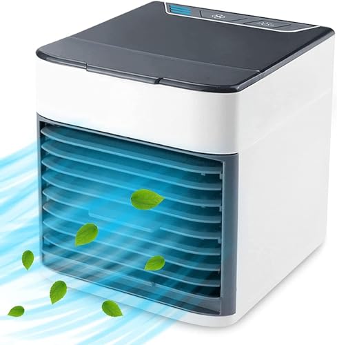 Lista de Mini Clima los 5 más buscados. 42 SLEPPGO - Aire Acondicionado 3 en 1: Ventilador Purificador Humidificador, Conexión USB, 7 Colores, 3 Velocidades. Mini Aire Acondicionado Portátil de Enfriamiento