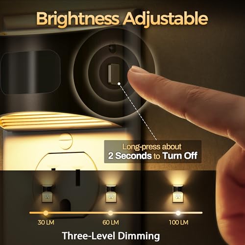 Image of DORESshop LED Night Light[4 Pack], Night Lights Plug into Wall, 3 Mode Plug in Night Light with Motion Sensor, Dusk to Dawn Sensor, Nightlights for Adults, Bedroom, Bathroom, Hallway