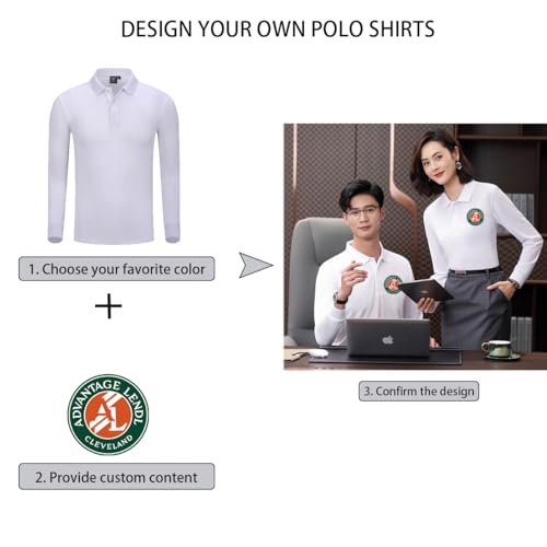 Custom Polo Shirts Design Your Own Personalized Long Sleeve Polo Shirt for Men/Women miniatura 3