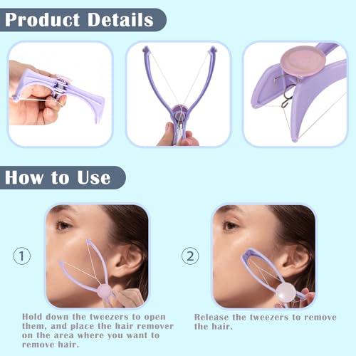 Ideal Swan 4 Pack Facial Hair Remover for Women, Spring Hair Remover for Upper Lip, Chin, Face, or Neck, Threading Hair Removal, Threading Machine for Eyebrow Face and Body Hair