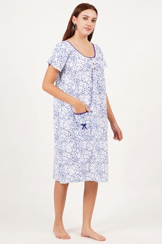 Image of Breezly Woman's Long Short Calf Length Pure Cotton Nighty