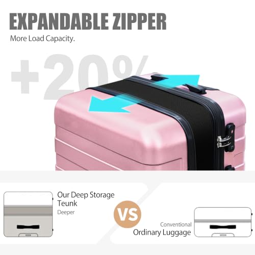 Image of KEYTANG Zebra Luggage Sets 3 Piece, 20 inch Carry On Luggage with Spinner Wheels, Hardside Business Travel Suitcase Set with TSA Lock, Lightweight Suitcase,20 /24 /28 inch,Pink