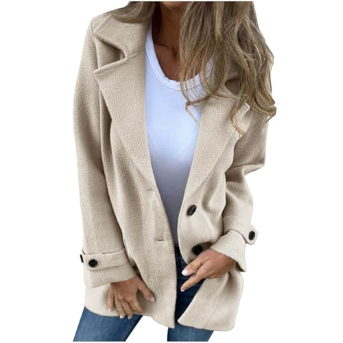 Women's Woolen Coats Business Casual Outerwear Elegant Trench Coat Loose Lapel Cardigan Fall Winter Jacket