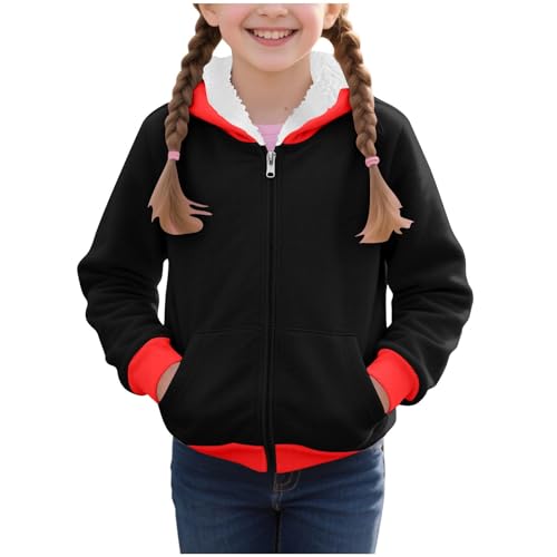Girls Hoodies Thick Sherpa Lined Fall Jackets Warm Hooded Zip Up Sweatshirts with Pockets Tween Girls Trendy Clothes