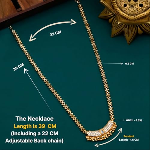 Sasitrends American Diamond Micro Gold Plated Pendant Chain Necklace for Women and Girls
