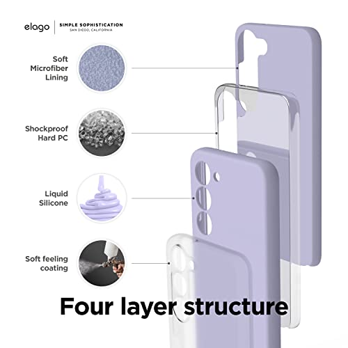 Image of elago Compatible with Samsung Galaxy S23 Case, Liquid Silicone Case, Full Body Protective Cover, Shockproof, Slim Phone Case, Anti-Scratch Soft Microfiber Lining, 6.1 inch (Lavender)