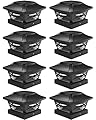 Davinci Lighting Renaissance Solar Outdoor Post Cap Lights - Includes Bases for 4x4 5x5 6x6 Posts - Bright LED Light - Slate Black (8 Pack)