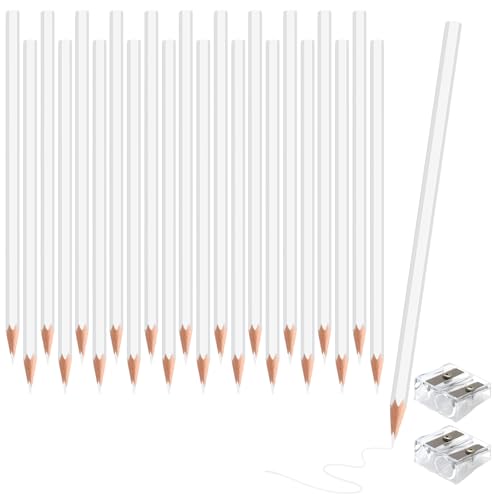 sqzrmdcg 24 Pack White Colored Pencils for Kids Pre-sharpened Art Pencils Back to School Supplies Set Drawing Sketching Pencils for Students Teachers Classroom