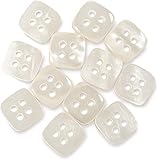 Sewing Buttons 4 Hole Square Shirt Buttons 16L White 0.4in Pack of 12