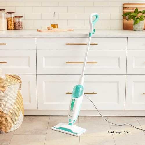 Shark Steam Mop with 2 Machine Washable Dirt Grip Pads, Removable Water Tank, Lightweight, Steam Cleaner for sealed Hard Floors, Marble, Stone, Hardwood, Tile, Laminate, White/Seafoam, S1000 by Shark - Image 4