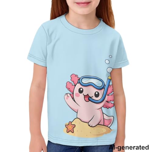 Image of Novelty 3D Graphic T Shirts for Kids Crew Neck Funny Animal Print Short Sleeve Girls Tshirts 3-16 Years