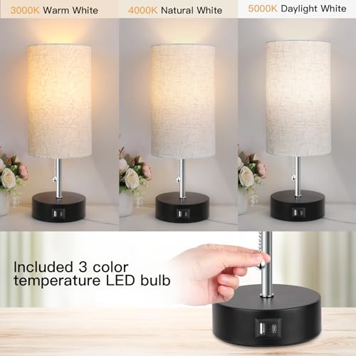 Lámpara de Mesa de Noche con Puerto USB y Temperatura de Luz miniatura 2