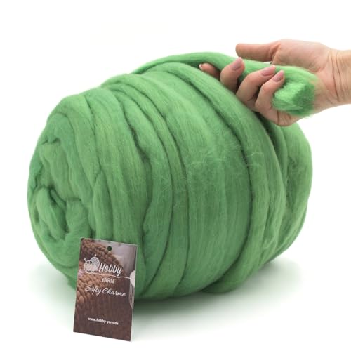 Hobby YARN – Softy Charme – 100% Schurwolle, XXL Merino Wolle, Extra dicke Filzwolle, Filzgarn, Trocken- und Nassfilzen, Handstricken, Decken, Babydecken, Haustierbett (47502 - Spring Meadow, 100g)