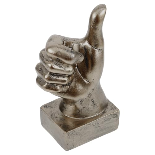 Image of VILLFUL Golden Resin Thumbs Up Hand Sculpture, Decorative Ornament for Home, Office, and Shelf Display