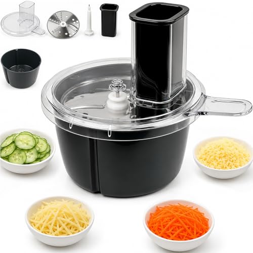 Gemüseschneider Kompatibel mit Thermomix TM5 TM6 Spiralschneider & Gemüsereibe Küchenreibe Edelstahl und ABS für Verschiedene Gemüsesorten