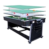 RACK Triad 7-Foot 3-in-1 Multi Game Swivel Billiard/Pool Table (Green Felt with Black Body)