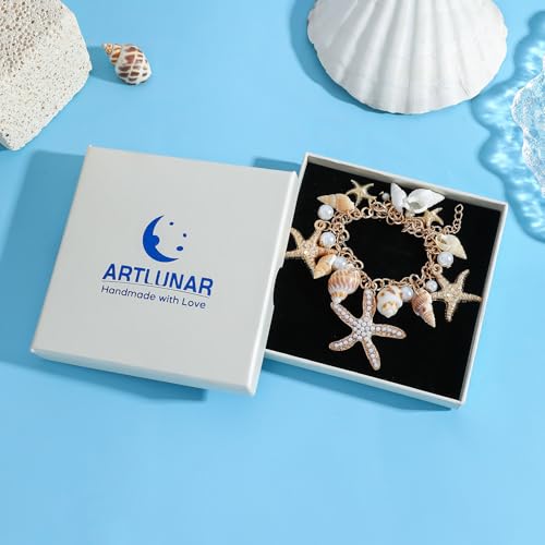 Artlunar Shell Starfish Bracelet Handmade Stretch Bracelets Conch Summer Beach Jewelry for Women4
