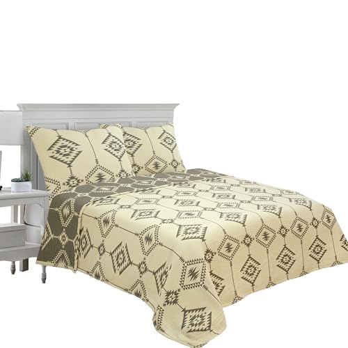 Image of ROYALE LINENS Full /Queen Size 3 pc Quilt Set - Lightweight 100% Microfiber Quilted Set - Bedspread - Quilted Blanket Thin Comforter -Bedding Coverlets for All Seasons (Light Grey, 1 Quilt - 2 Sham)