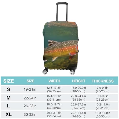 Brook Trout Fly Fishing Luggage Cover, Washable Elastic Suitcase Cover Protector Fit 18-32 Inch Luggage2