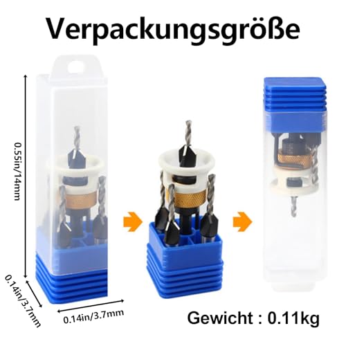 6 Tlg Kegelsenker, Senker, Senkbohrer Holz Mit Tiefenanschlag & 1/4 Hex Schaft, Aus Aluminiumlegierung, Präzise Bohrungen, Für Holzverarbeitung, Gleichmäßige Bohrungen Zu Erzielen