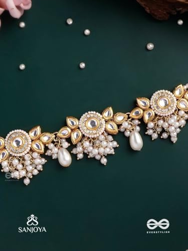 Image of SANJOYA by EVERSTYLISH Kundan Necklace for Women | Gold-Tone Floral Design with Pearls | Ethnic Jewelry for Weddings, Festivals & Special Occasions