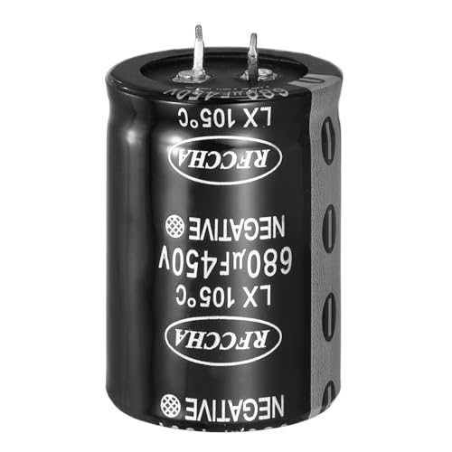 Image of sourcing map 450V 680uF Snap in Electrolytic Capacitor, 2 Pin Audio Amplifier Aluminum Electrolytic Capacitor for Filter Audio Smart Home Appliances Electronic Component(Black,51x35mm)