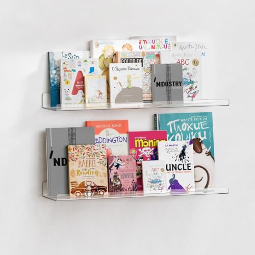 upsimples 2 Pack 23.6x5.5 Inches Acrylic Shelves for Wall Storage,