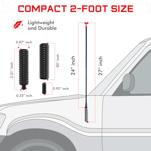 Prostick 2` Foot Fiberglass 1000 Watt - Black Cb Radio Antenna With Heavy Duty Stainless Steel Spring thumb #2