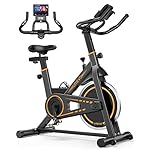 Heimtrainer Fahrrad, UREVO 10kg Schwungrad Spinning Bike Indoor mit 120 kg Gewichtskapazität, einstellbarem Widerstand und LCD-Monitor für Heimtraining