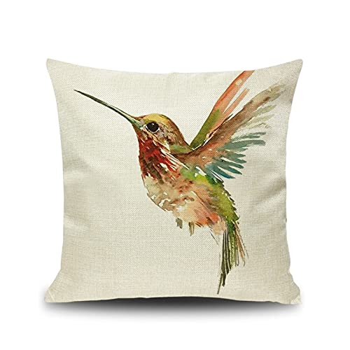 Lieson Throw Pillow Cover For Kids, 1PCS Cushion Cover 20 x 20 Inches 50x50CM Bird Cushion Cases Beige Multicolor, Linen