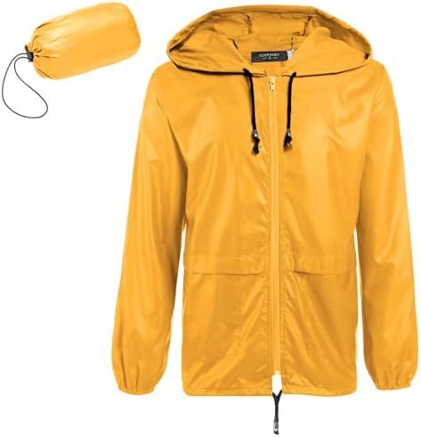 COOFANDY Mens Packable Rain Jacket Lightweight Waterproof Raincoat with Hood Outdoor Rain Gear Travel Hiking Cycling