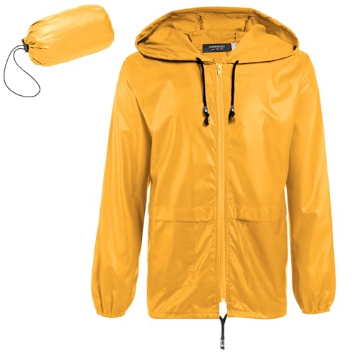 Image of COOFANDY Mens Packable Rain Jacket Lightweight Waterproof Raincoat with Hood Outdoor Rain Gear Travel Hiking Cycling