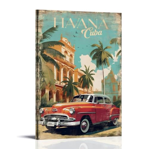 Poster vintage Havana Cuba pour salon et bureau esthétique retro