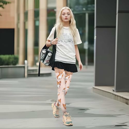 Image of Cartoon Corgi Women's Thigh High Socks Long Over Knee Socks Thick Leg Warm Boot Stockings