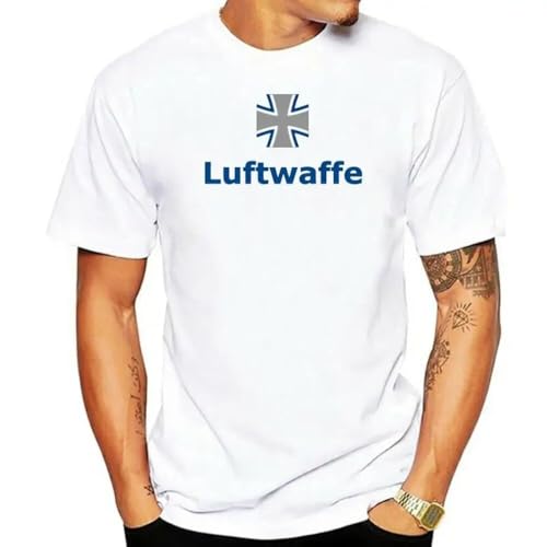 T-shirt Luftwaffe homme en coton blanc vêtement graphique manches courtes