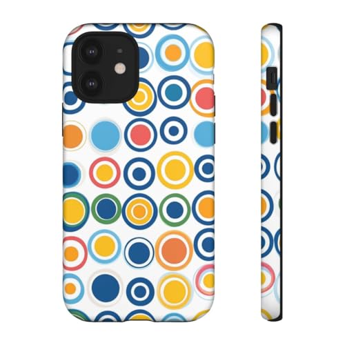 Coque rigide iPhone 12 motif circulaire bleu mat pour le quotidien
