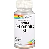 Solaray Methyl B-Complex 50mg | Methylated Forms of Folate & B-12 | Healthy Hair & Skin, Nerves, Immune Function & Metabolism Support | 60 VegCaps