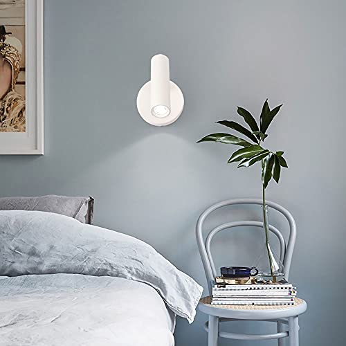 Applique murale moderne blanche avec interrupteur et projecteur rotatif de chevet