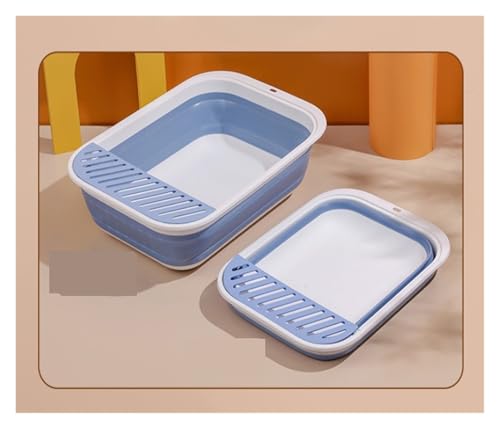 Arenero semi cerrado plegable para gatos azul pequeño miniatura 4