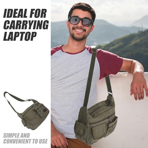 Bolso bandolera grande para viajes y uso casual con amplio espacio en lona de hombre 5