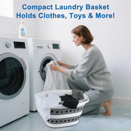 28L Collapsible Laundry Basket with Handle, Foldable Clothes Basket Laundry Hamper Plastic Storage Bin, Pop-Up Hamper for Dirty Clothes, Portable Storage Container Outdoor Camping Home Accessories