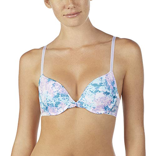 OnGossamer Women's Printed Mesh Bump It Up Push Up Bra, Markle Skies, 34C