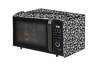 The Furnishing Tree PVC Waterproof Microwave Oven Cover compatible for Borosil Prima 25 Liter 1500 Watt Convection Oven Toaster Griller (OTG) Floral pattern white black