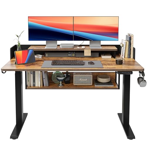 FEZIBO 55 Electric Standing Desk with Shelves